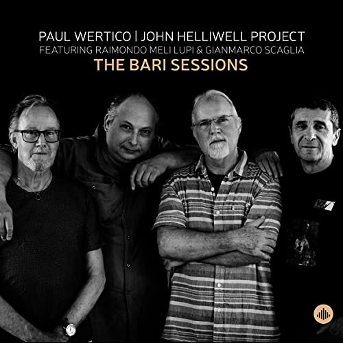 Black and white photo of four men, album cover for "The Bari Sessions.