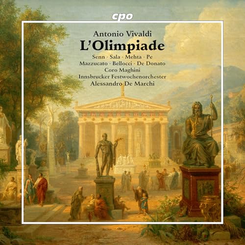 CD cover for Vivaldi’s “L’Olimpiade” featuring a classical building and statues.