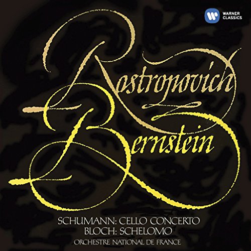 CD cover for Rostropovich performing Schumann and Bloch cello concertos.