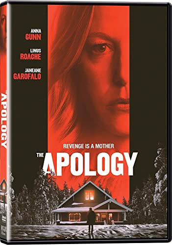 DVD cover for "Apology" featuring a woman’s face and a snowy house.