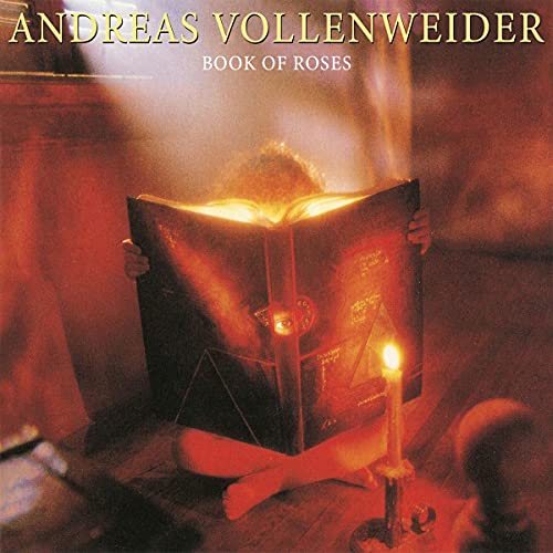 Open book with glowing pages and a lit candle, warm tones.