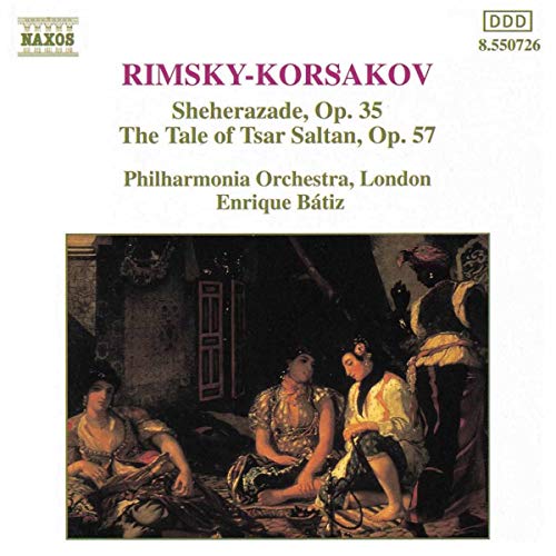 CD cover for Rimsky-Korsakov’s Scheherazade and Tsar Saltan, featuring painting.
