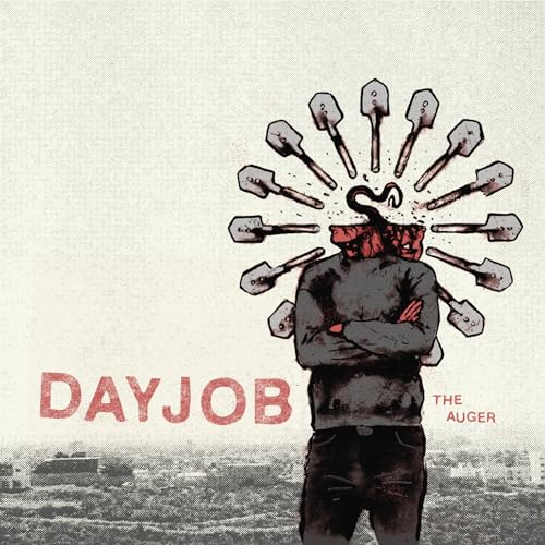 Album cover for Day Job’s “The Auger” featuring a figure with shovels for a head.