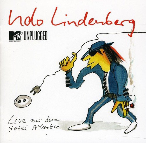 CD cover: Cartoon of Udo Lindenberg with a plug, “MTV Unplugged.”
