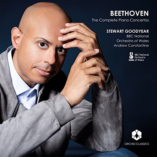 CD cover featuring pianist Stewart Goodyear and text "Beethoven: The Complete Piano Concertos".