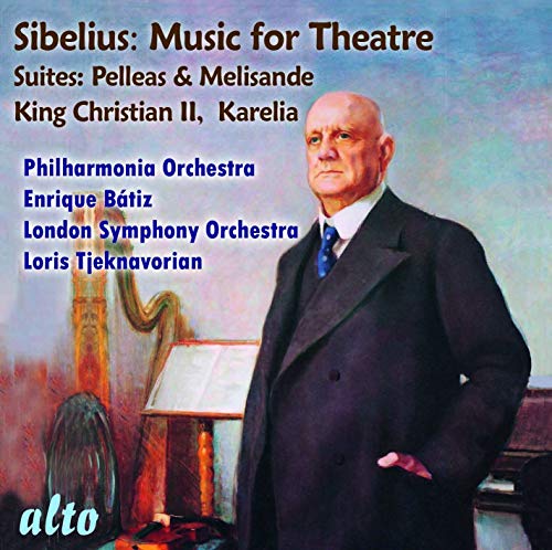 CD cover featuring a portrait of composer Jean Sibelius and orchestra details.