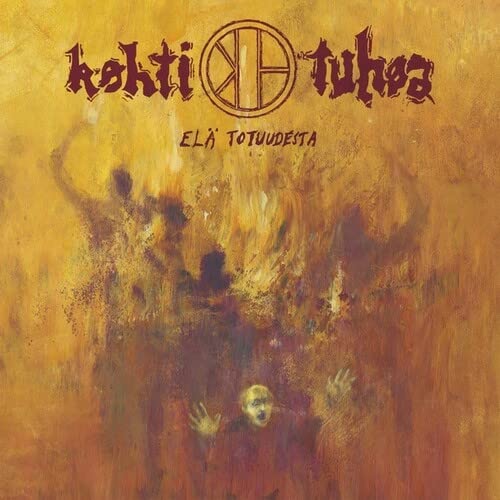 Album cover: fiery, abstract figures with band name "Kohti Tuhoa" above.