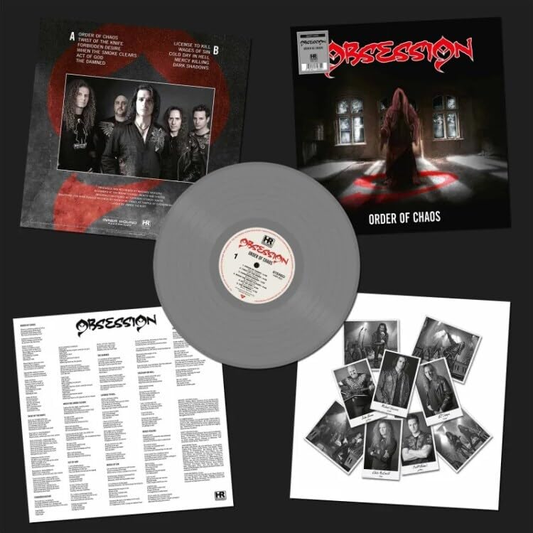 Grey vinyl record with album artwork featuring a haunted house and band photos.