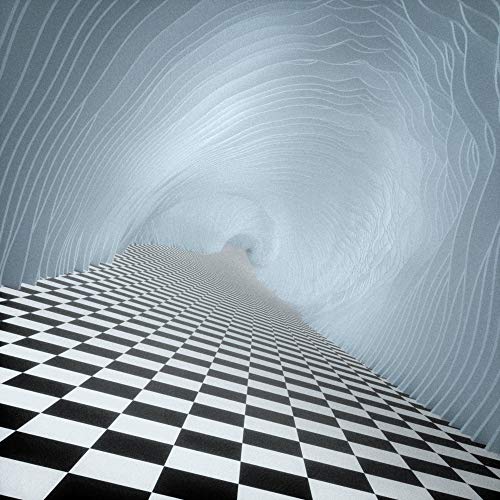 Album cover with a swirling, textured tunnel and checkered floor.