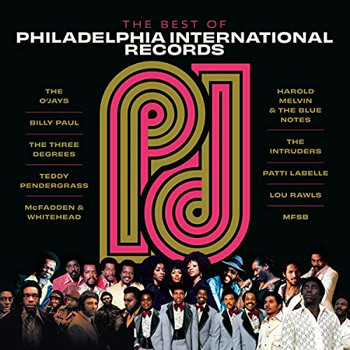Vinyl record cover featuring artists from Philadelphia International Records, with a colorful "P" design.
