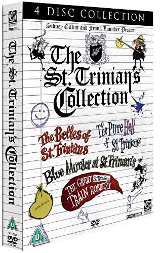 DVD box set for "The St. Trinian's Collection" with cartoon illustrations.