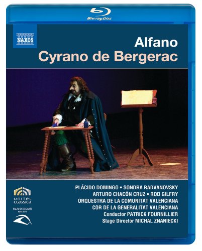 Blu-ray cover for opera "Cyrano De Bergerac" featuring a performer in costume.