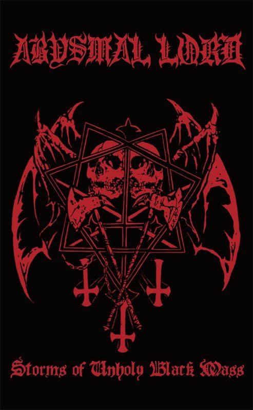 Red and black album cover with a pentagram, skull, and demonic imagery.