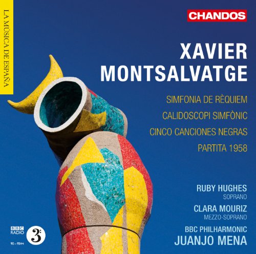 CD cover for Xavier Montsalvatge orchestral works, featuring colorful architecture.