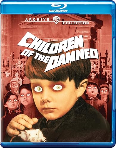 Blu-ray cover for “Children of the Damned” featuring children with intense stares.