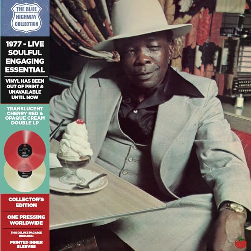 John Lee Hooker album cover featuring a portrait and two vinyl records.