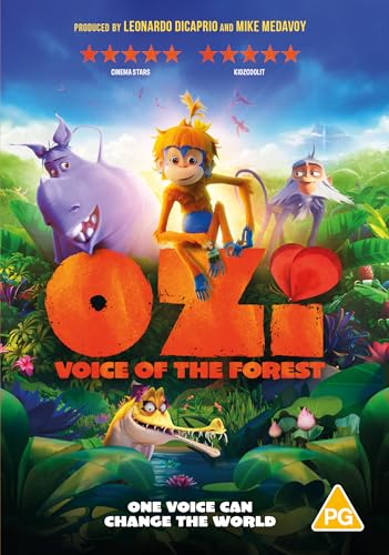 DVD cover for "Ozi: Voice of the Forest" featuring animated animals.
