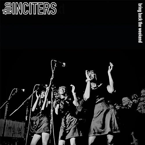 Black and white album cover featuring a live band performance scene.