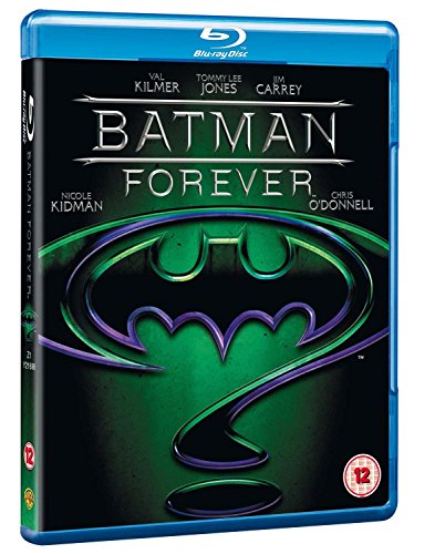 Batman Forever Blu-ray cover featuring a glowing green bat symbol shaped like a question mark.