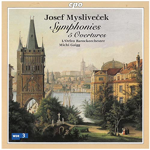CD cover featuring a Baroque cityscape and text: Josef Mysliveček Symphonies.