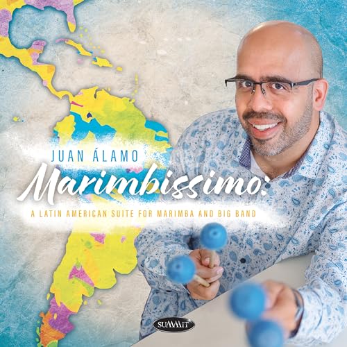 CD cover featuring musician Juan Alamo with a map of Latin America.