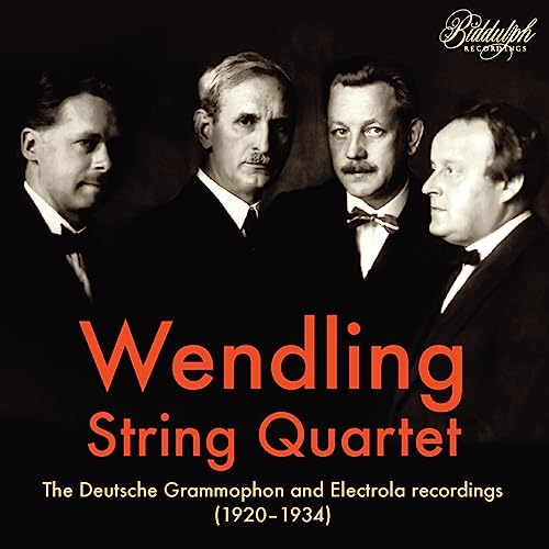 Black and white portrait of four men, the Wendling String Quartet.