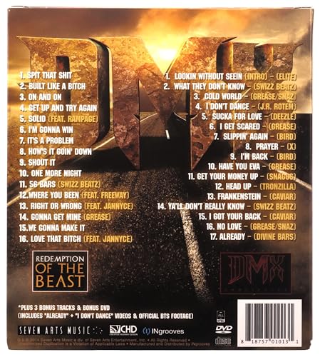 CD back cover for DMX’s “Redemption of the Beast” album, tracklist visible.