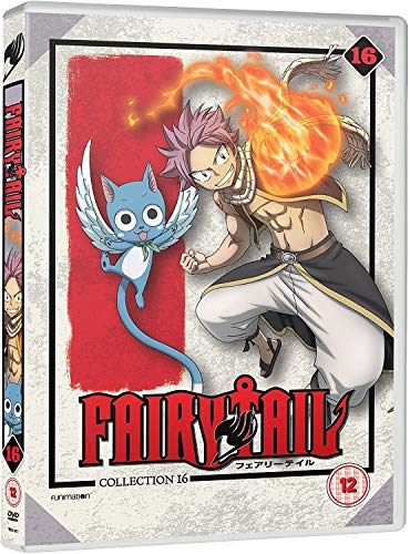 “Fairy Tail - Part 16” DVD cover featuring anime characters and fiery effects.