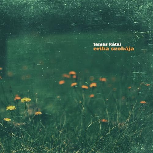 Vinyl album cover with a blurry green field and orange dandelions.