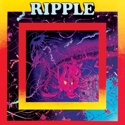 Album cover for "Ripple" with abstract pink and blue swirling artwork.