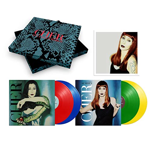 Cher’s “It’s A Man’s World” deluxe vinyl edition with album art and records.