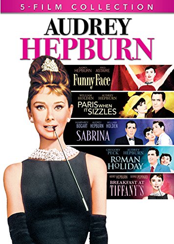 Audrey Hepburn film collection DVD cover featuring Hepburn in “Breakfast at Tiffany’s”.