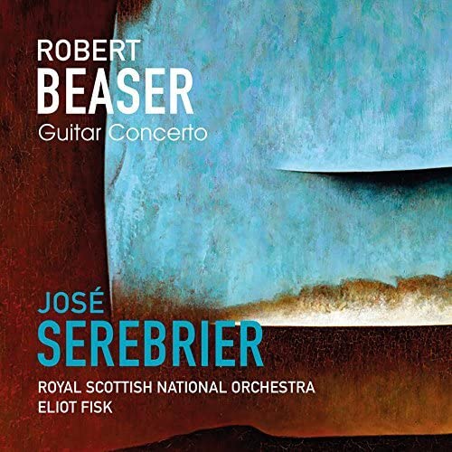 CD cover for Robert Beaser's Guitar Concerto, featuring blue and brown textures.