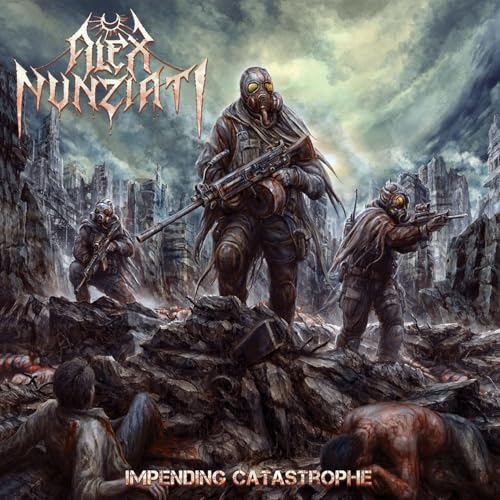 CD cover: post-apocalyptic scene with figures in gas masks and ruins.