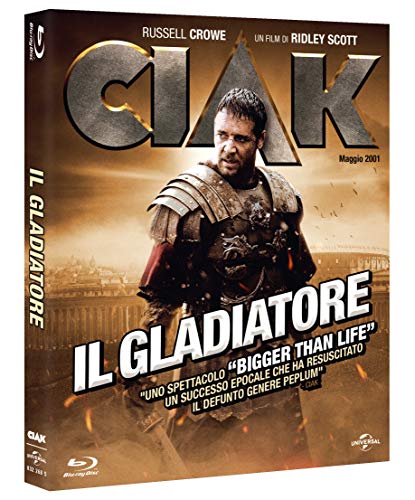 Gladiator Blu-ray cover featuring Russell Crowe in Roman armor, arena background.
