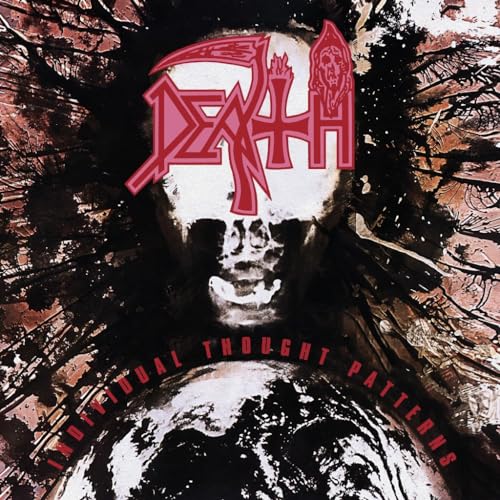 Death album cover: skull with red lettering and branching, dark textures.