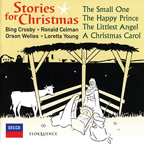 CD cover with illustrated nativity scene and text listing story titles.