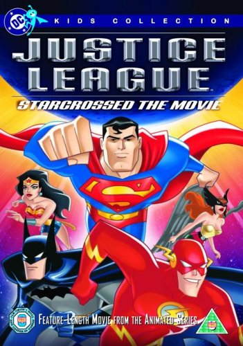 DVD cover for āJustice League: Starcrossedā featuring Superman, Wonder Woman, and The Flash.