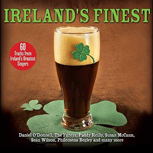 CD cover: pint of beer with a shamrock, Irish music compilation.