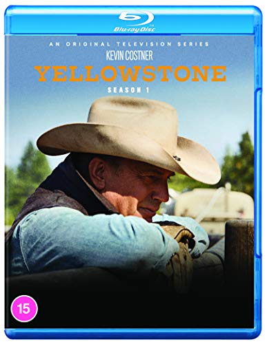 Yellowstone Season 1 Blu-ray cover featuring Kevin Costner in a cowboy hat.