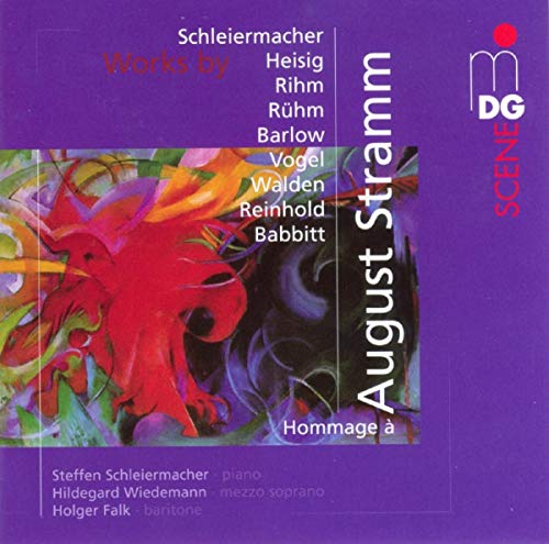 CD cover for August Stramm, featuring abstract red and yellow artwork.