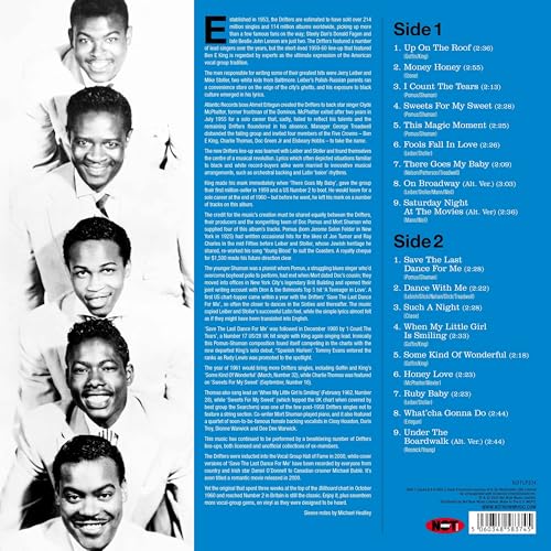 White vinyl record jacket featuring a group portrait of The Drifters.