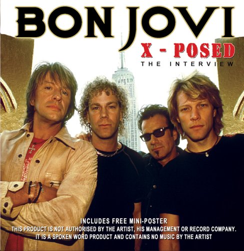 Bon Jovi album cover, four band members posing with city skyline.