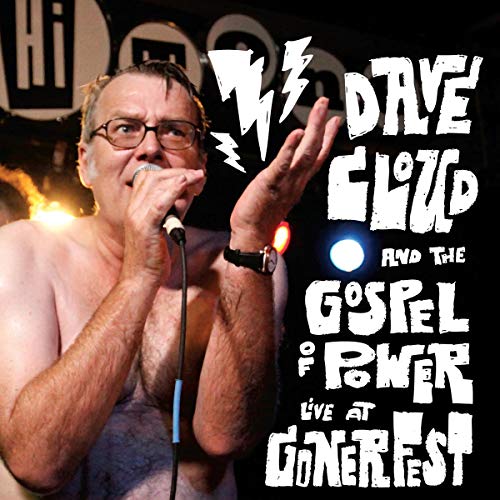 Man singing into a microphone, album art for Dave Cloud & The Gospel of P.