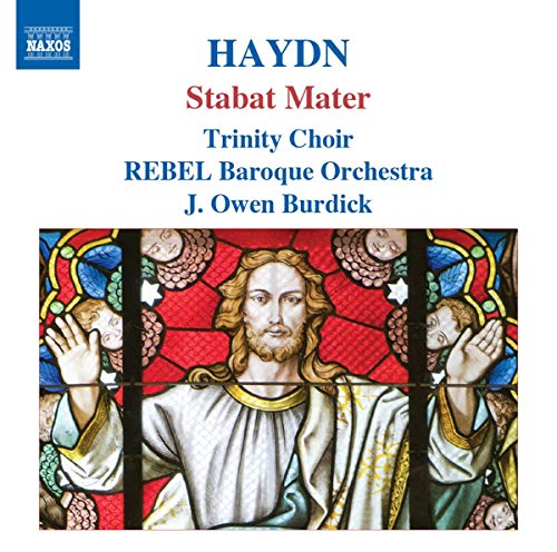 CD cover for Haydn’s Stabat Mater featuring stained-glass imagery.
