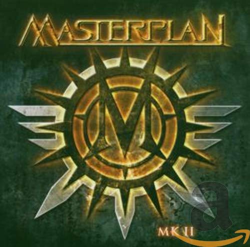 “Masterplan - Mk II” CD cover with golden logo and sunburst design.
