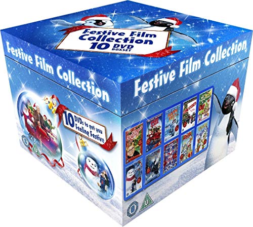 Blue "Festive Film Collection" 10-DVD box set with winter imagery.