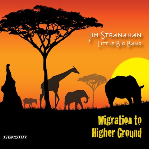 CD cover: African savanna silhouette with giraffe, rhino, and elephants.