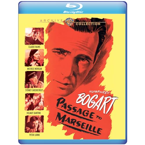Blu-ray cover for "Passage to Marseille" featuring Humphrey Bogart’s portrait.