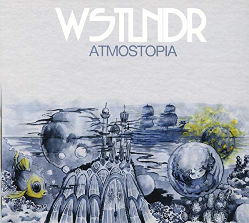 Atmostopia" CD cover: watercolor painting of underwater city and ships.